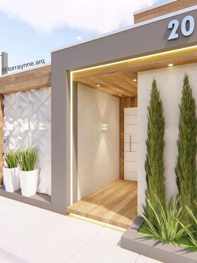 fachada casa pequena com telhado aparente