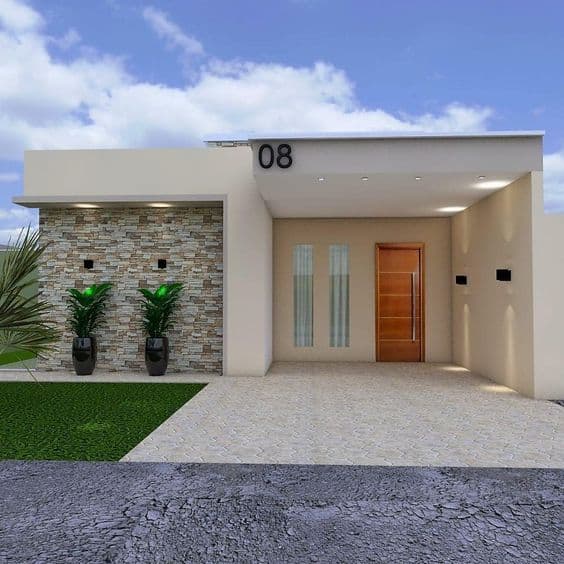 fachada casa pequena com jardim