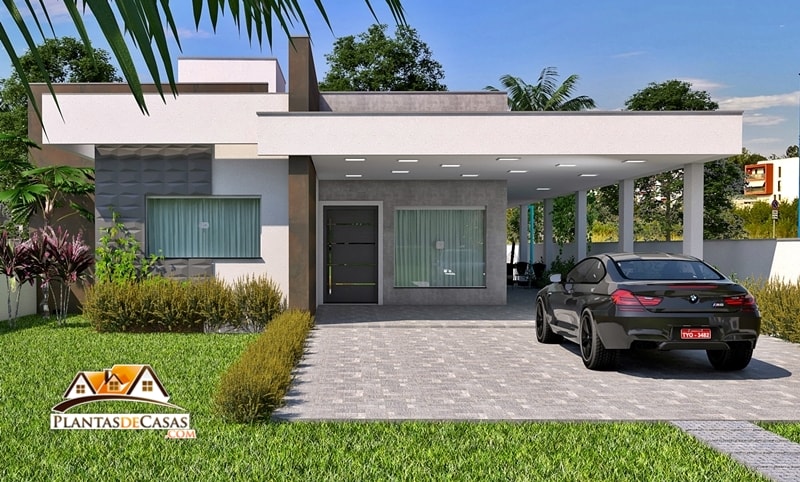 fachada casa térrea com pintura texturizada