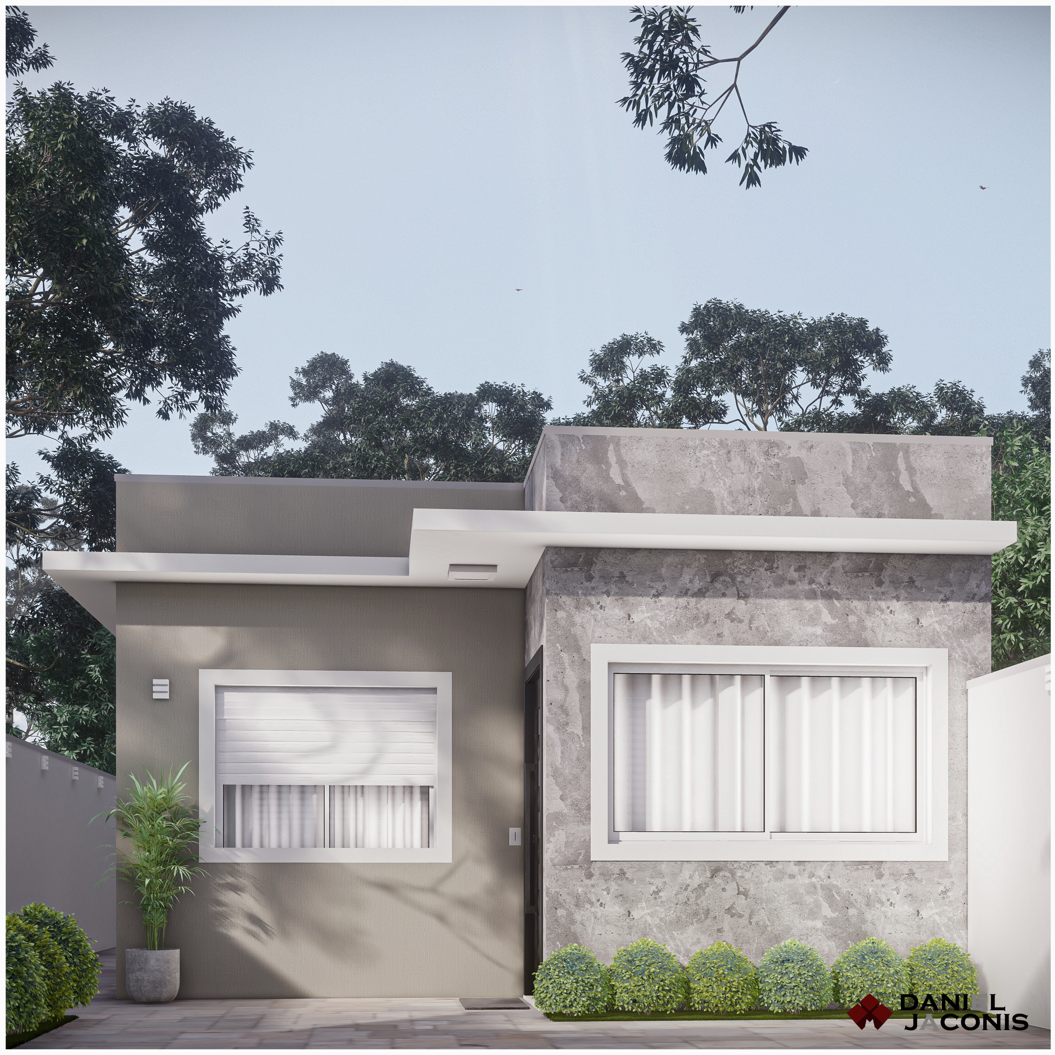 construção fachada casa térrea