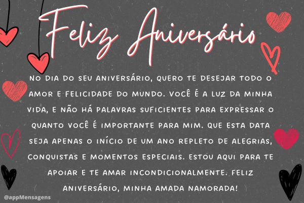mensagem de aniversário para namorada de longe