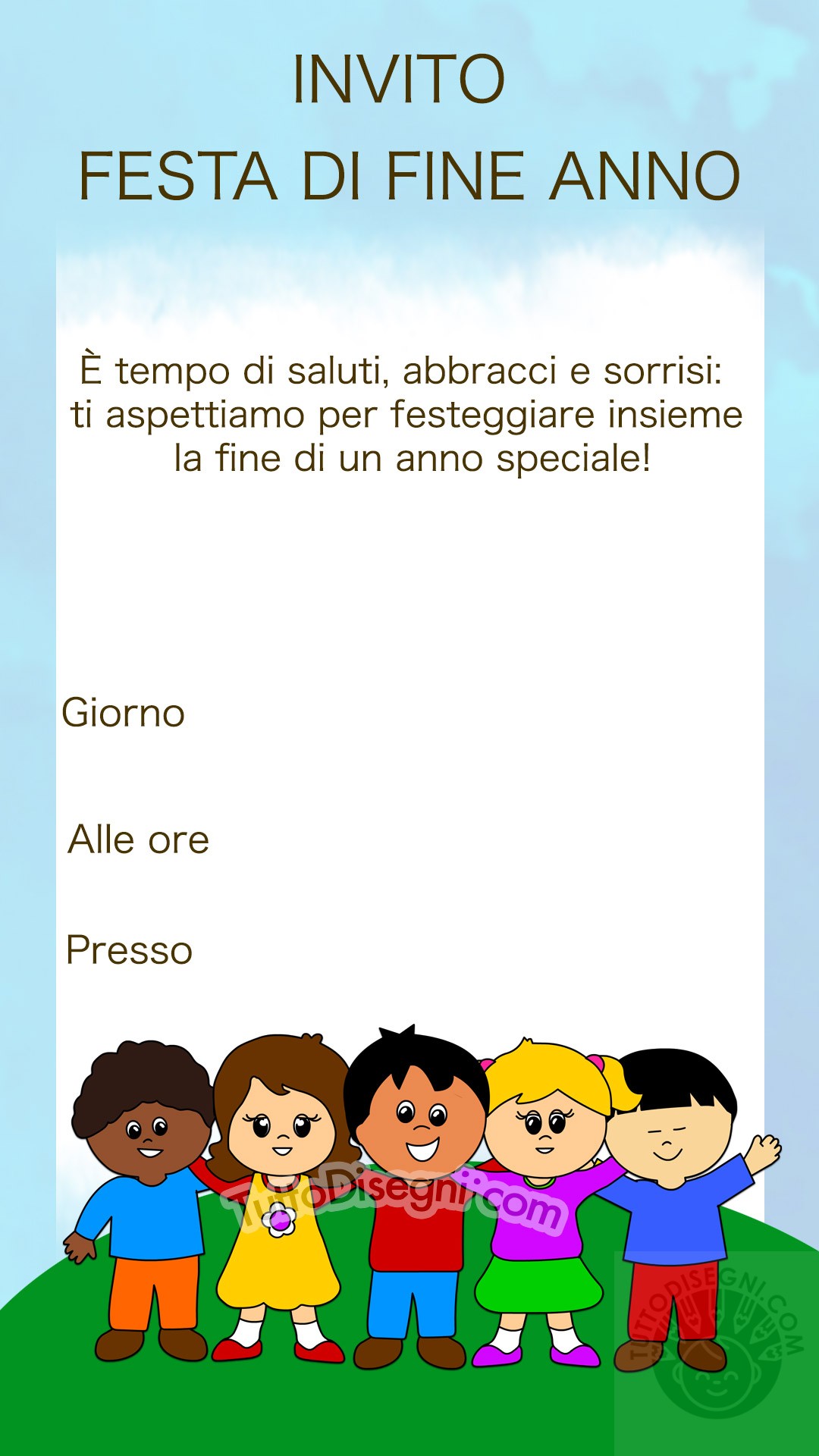 festa fine anno 5 elementare invito