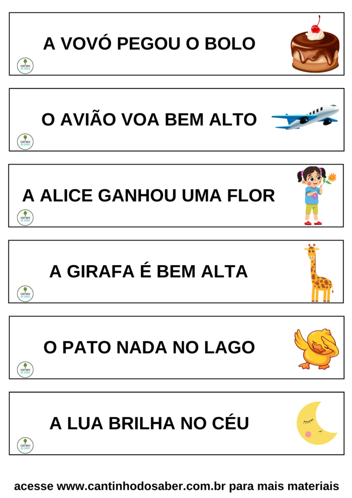 frases para alfabetização infantil