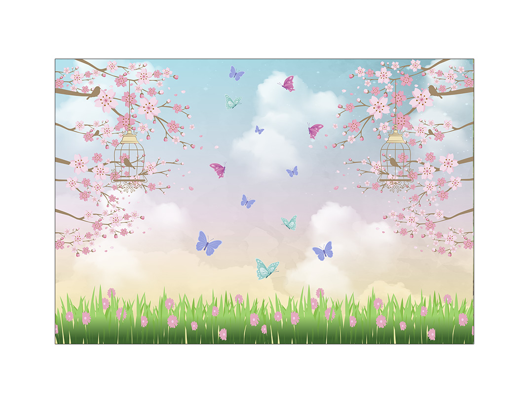fundo jardim borboletas 3d