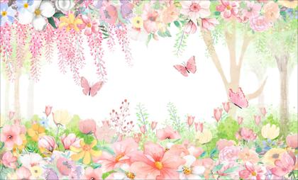 fundo jardim borboletas rosa
