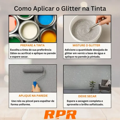 glitter para tinta de parede prata