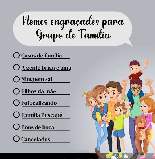 Nomes de grupos de família que todo mundo vai amar