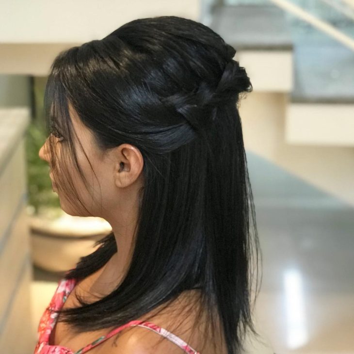 ideia de penteado para cabelo liso