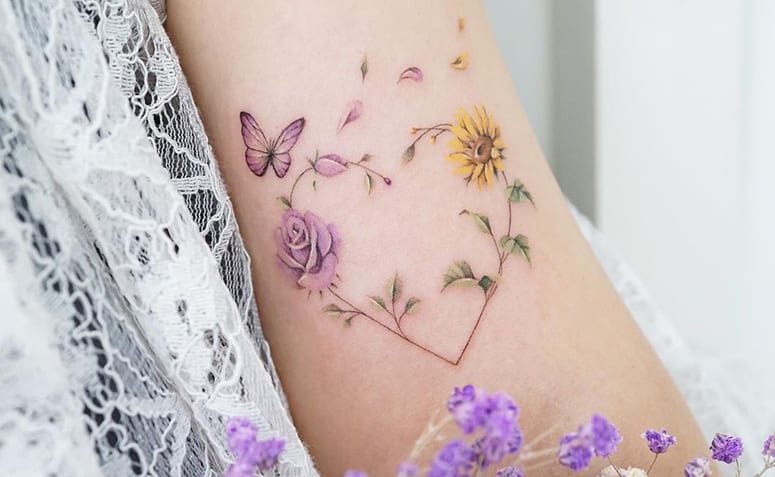ideias tatuagem girassol feminina delicada