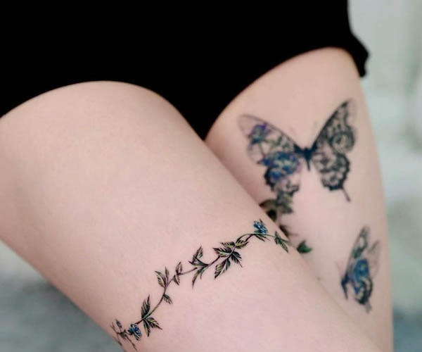 ideias tatuagem coxa feminina delicada