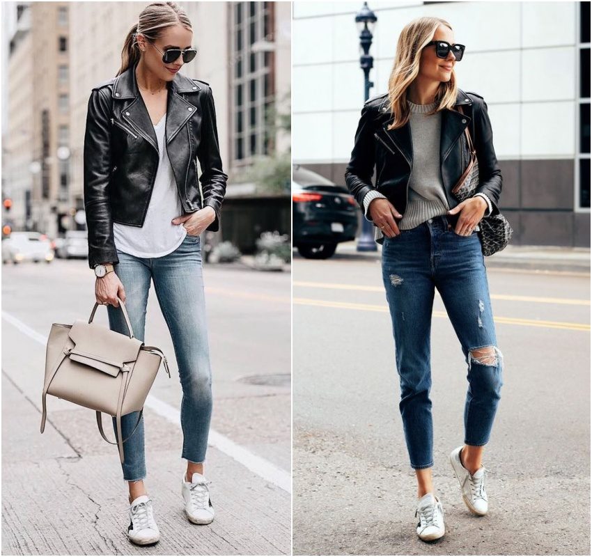 looks com jaqueta de couro feminina