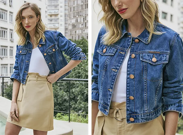 jaqueta jeans feminina curta looks