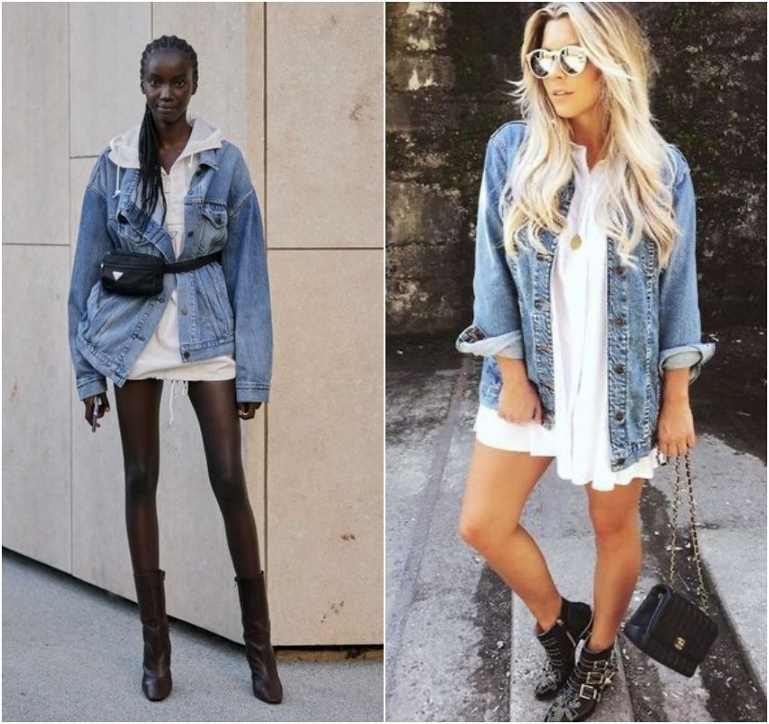 jaqueta jeans oversized colorida