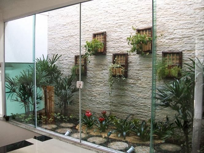 jardim de inverno com cascata