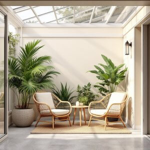 jardim de inverno com horta