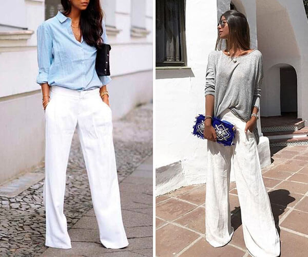 calça pantalona alfaiataria feminina branca