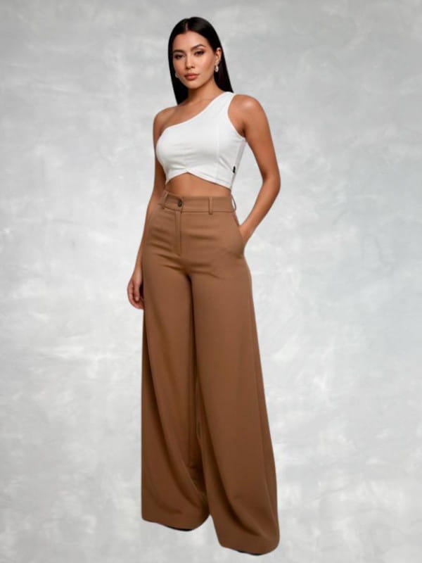 calça pantalona alfaiataria feminina cintura alta