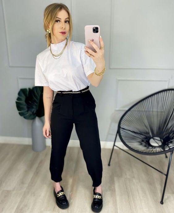 look calça preta