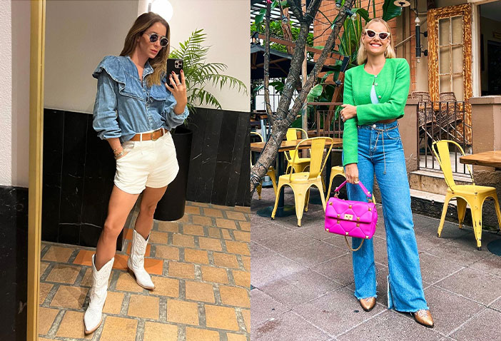 looks com saia midi e bota