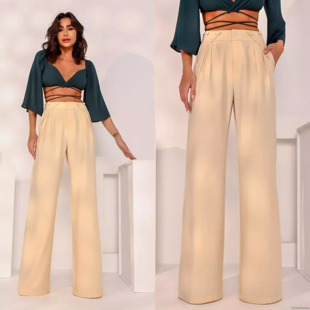 calça acetinada monocromático