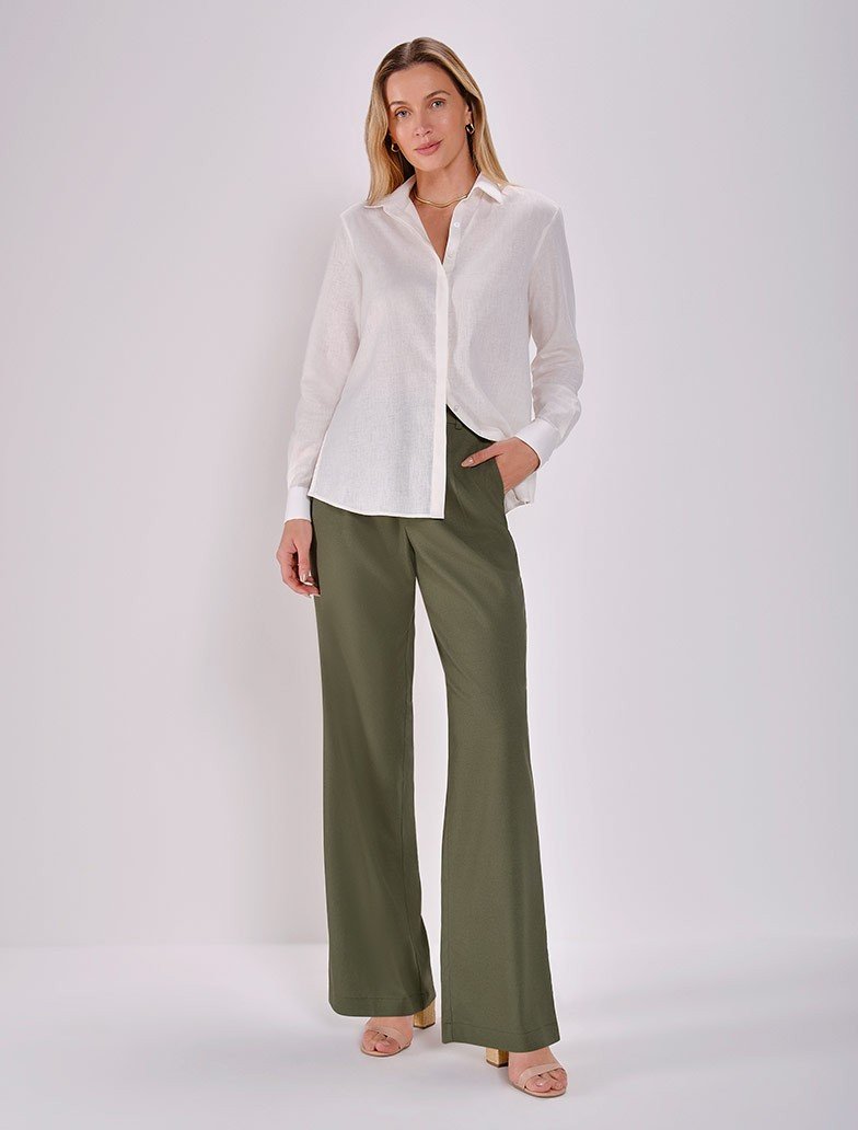 conjunto camisa e calça linho feminina