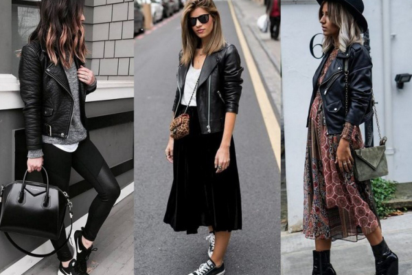 look com jaqueta de couro oversized