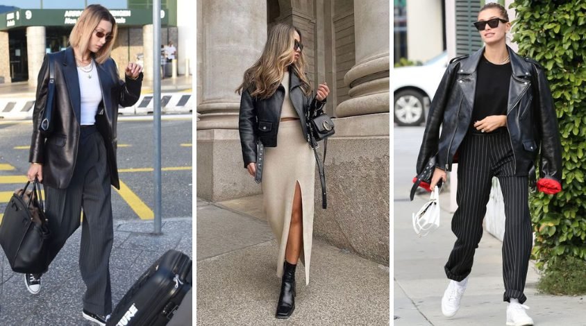 look com jaqueta de couro feminina