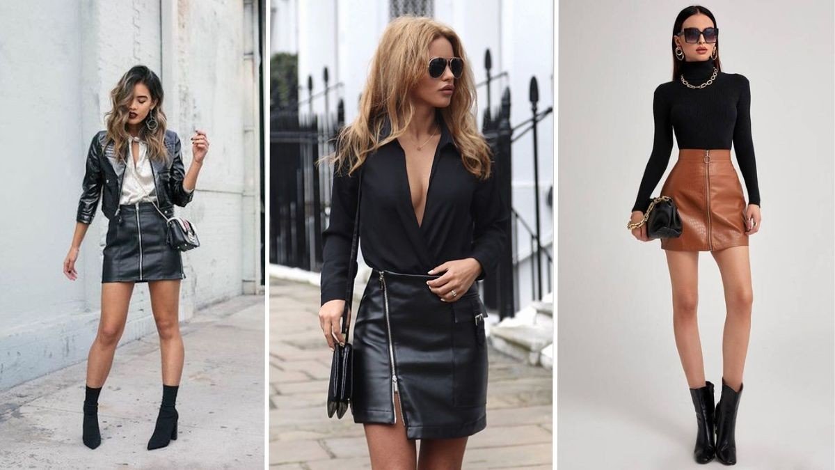 look saia de couro preta