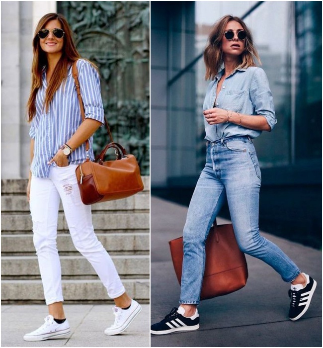 tênis branco vs tênis colorido para looks casuais