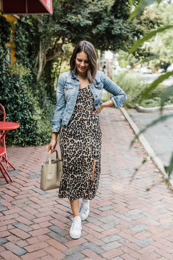 vestido midi onça