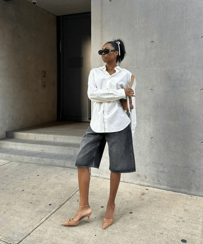 looks com bermuda jeans feminina