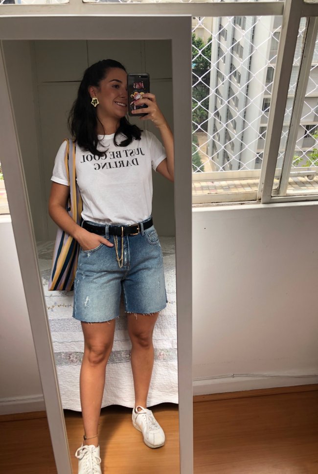 como usar bermuda jeans feminina para trabalhar