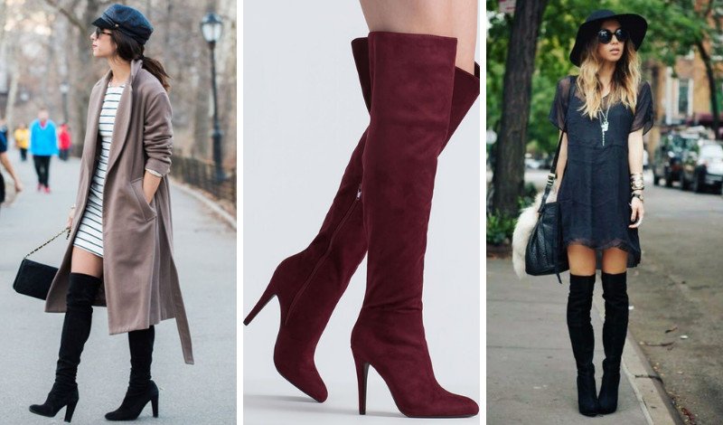 bota cano alto com vestido