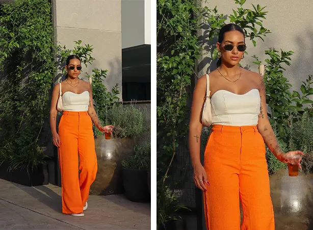 looks com laranja e azul