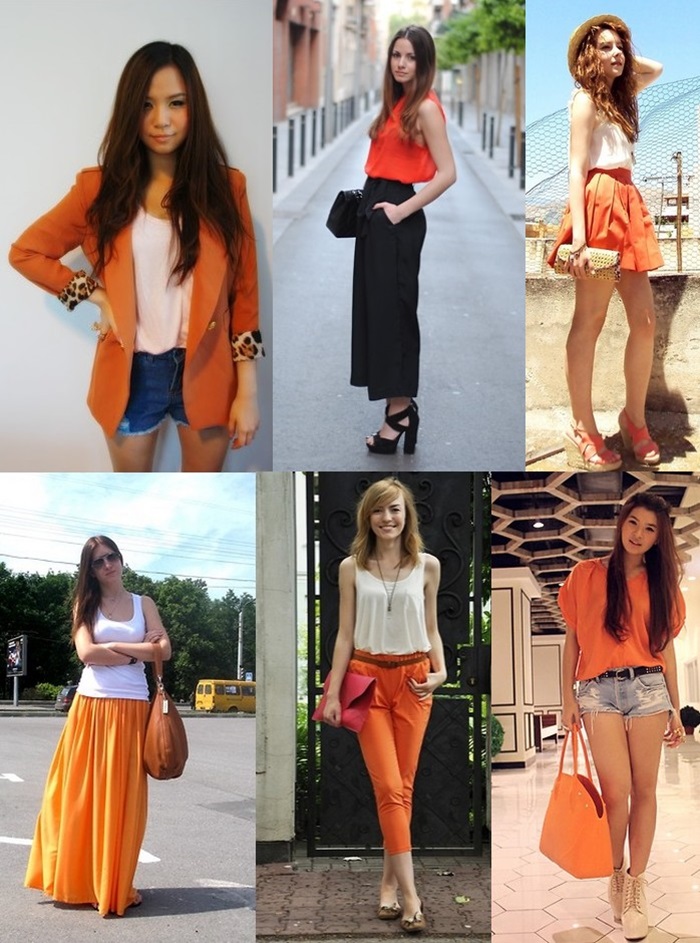 looks com laranja e azul