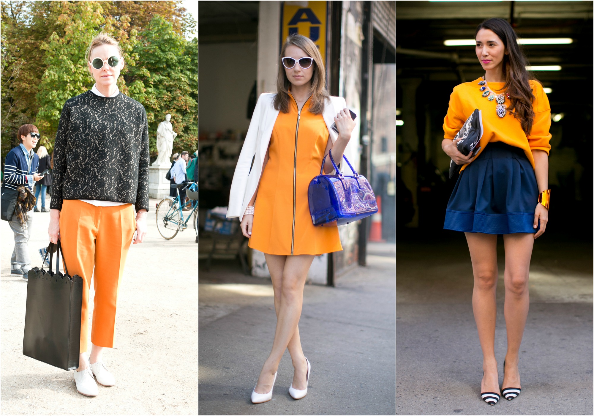 looks com laranja e cinza