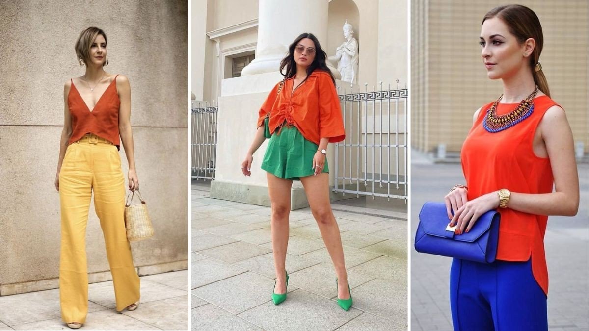looks com laranja e jeans