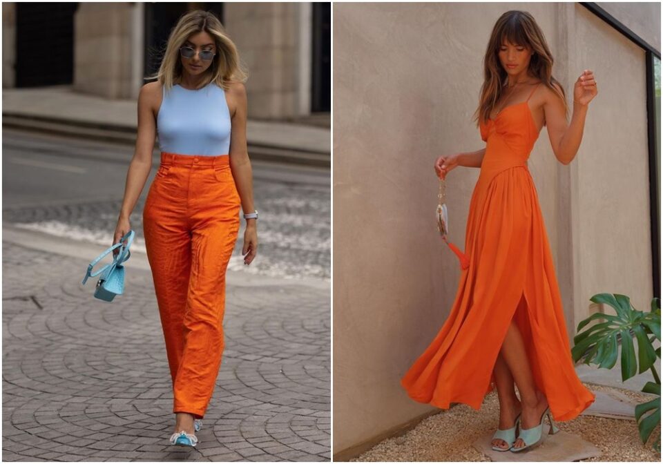 looks com laranja e cinza