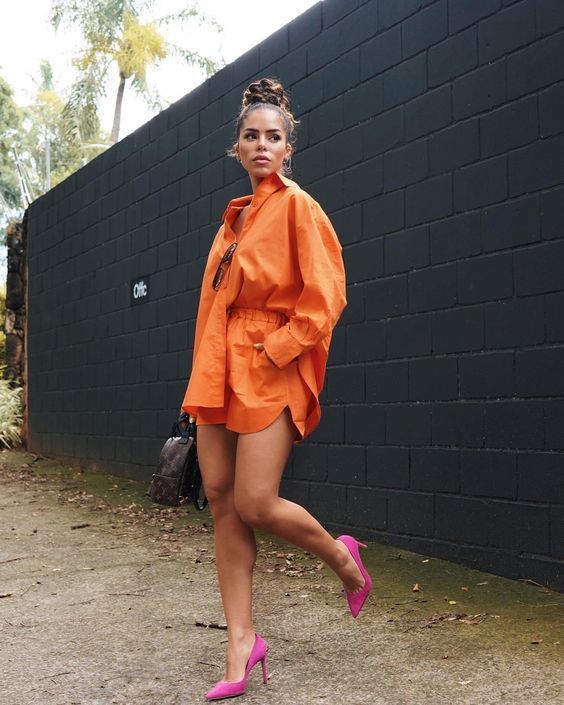 looks com laranja e amarelo