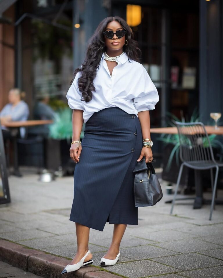 looks com saia midi elegante