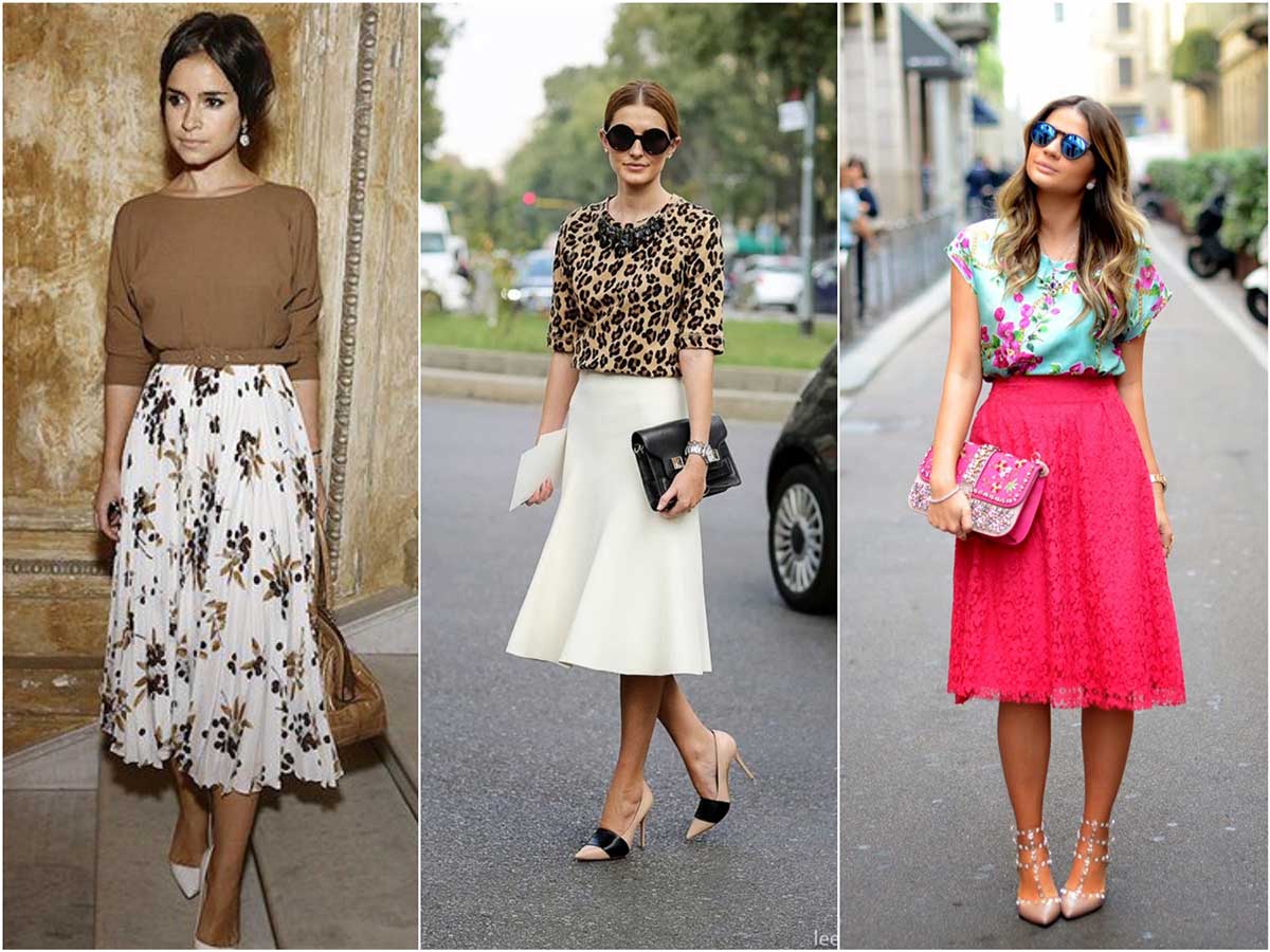 looks com saia midi branca