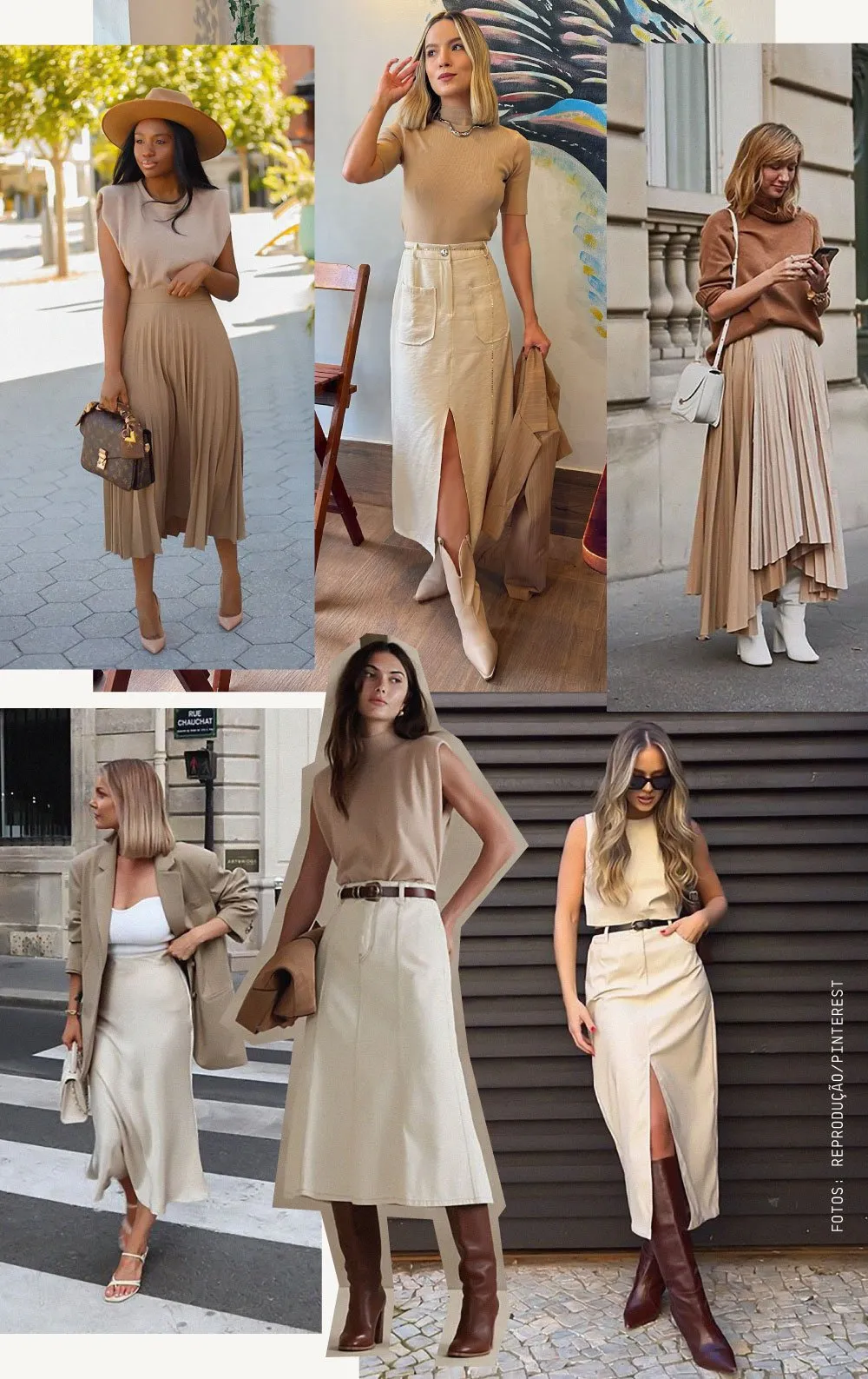 looks com saia midi trabalho