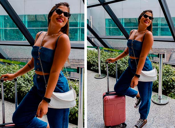 mala de mão feminina para viagem casual