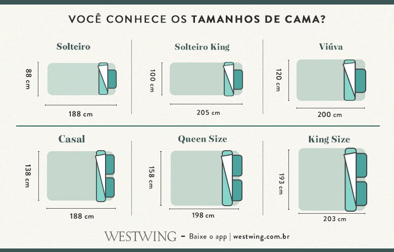 medida cama de viúva padrão