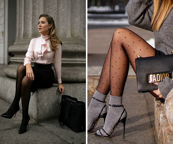 meia calça de renda com vestido