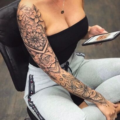 melhores ideias tatuagem feminina sombreada braço
