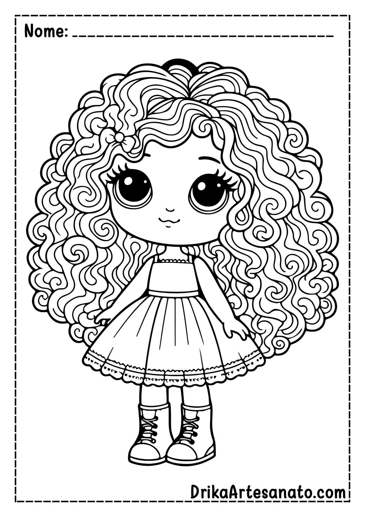 menina cabelo cacheado desenho