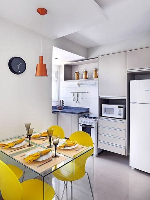 mesa cozinha pequena com bancada