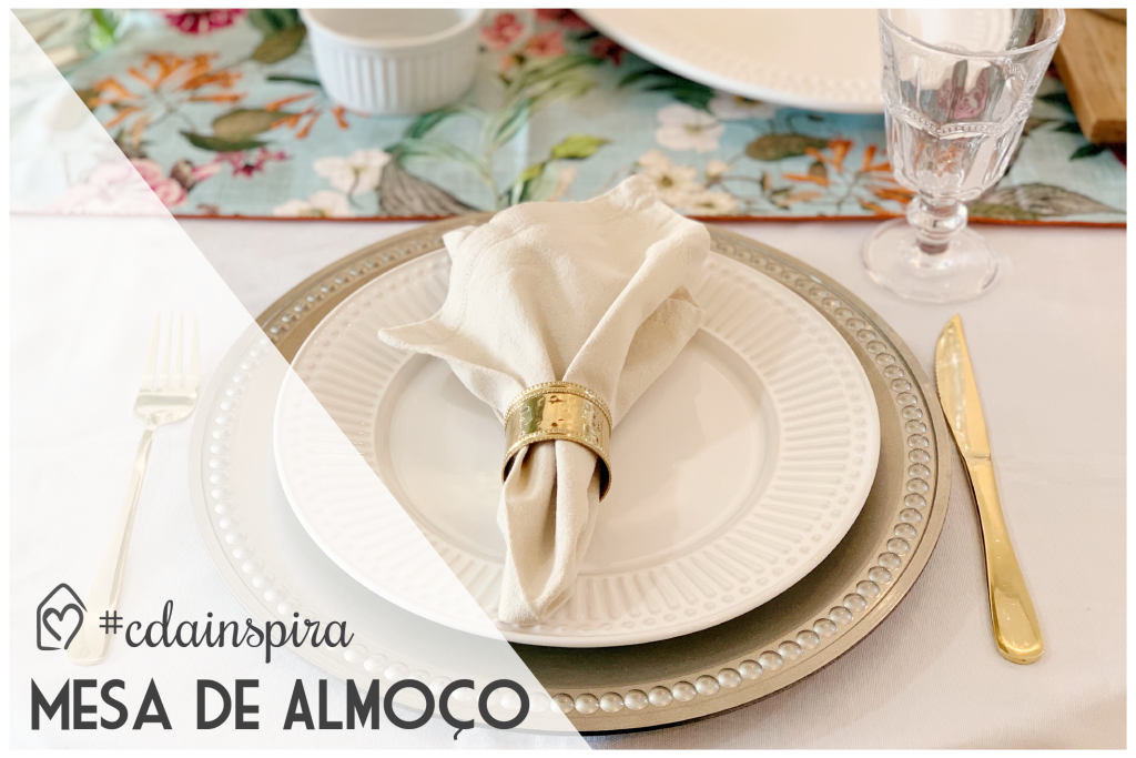 mesa posta almoço com argola para guardanapo