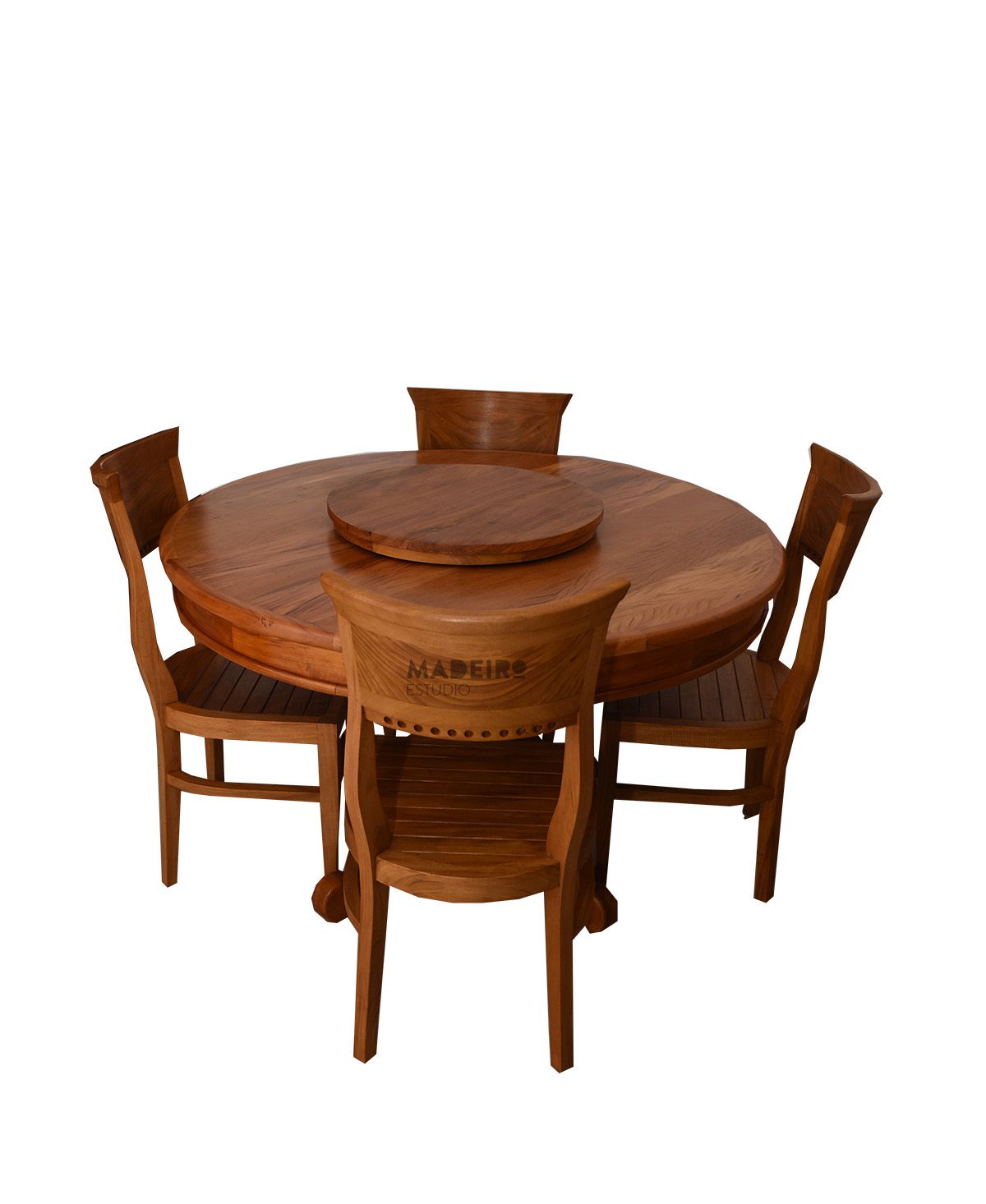 Mesa redonda madeira 120cm 4 cadeiras